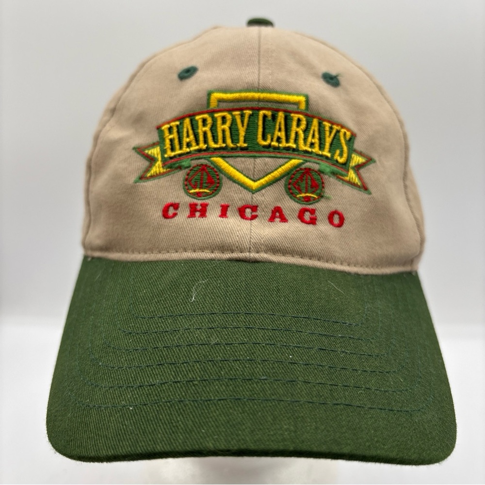 Vintage Harry Caray’s Chicago Hat Holy Cow Adjustable Cap KC Caps Khaki OSFM
